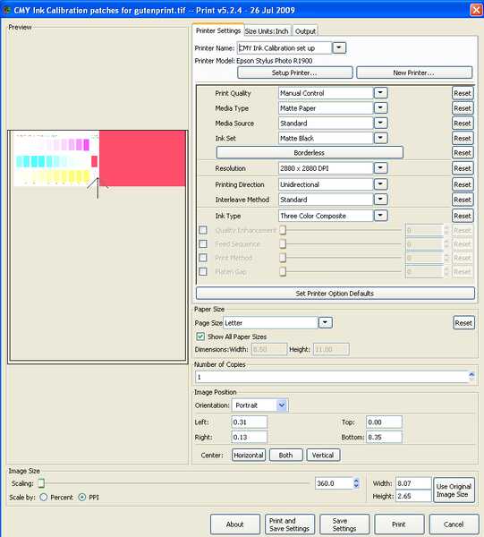 Example set up in PhotoGP 1 of 3